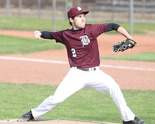 Boardman pitcher Nick Augustine(2) pitches during the 4th inning as the Boardman takes on Walsh Jesuit in the Division I District final, Friday, May 19, 2017 at Bob Cene Park in Struthers...(Nikos Frazier | The Vindicator)..