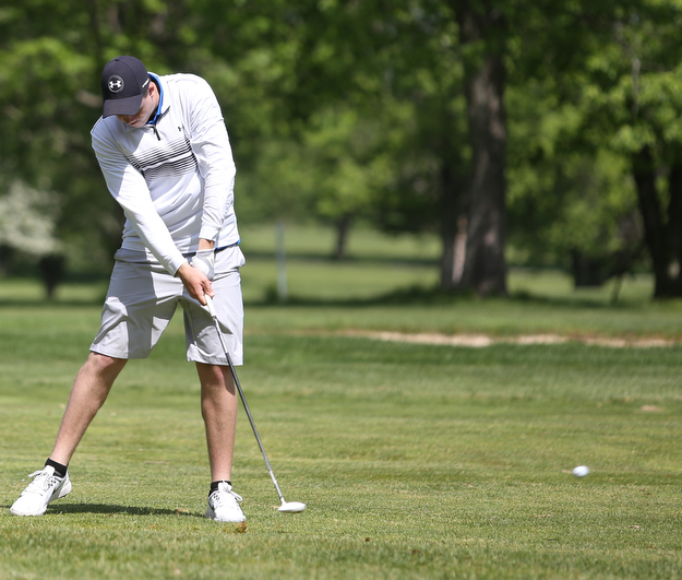 Joey Vitale(U-17) chips into putting range on the 9th hole during the 2017 Vindicator Greatest Golfer Junior Qualifier, Saturday, May 20, 2017 at Pine Lakes Golf Course in Hubbard...(Nikos Frazier | The Vindicator)..