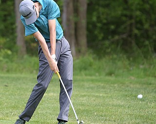 Justin Atkinson(U-17) chips the ball on the 14th hole during the 2017 Vindicator Greatest Golfer Junior Qualifier, Saturday, May 20, 2017 at Pine Lakes Golf Course in Hubbard...(Nikos Frazier | The Vindicator)..