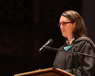 Princpal Brandie Yobe speaks during the Hubbard High School Commencement at Stambaugh Auditorium, Wednesday, May 24, 2017 in Youngstown.  ..(Nikos Frazier | The Vindicator)