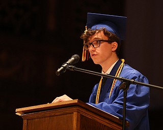 Valedictorian Nichola Adduci speaks during the Hubbard High School Commencement at Stambaugh Auditorium, Wednesday, May 24, 2017 in Youngstown.  ..(Nikos Frazier | The Vindicator)