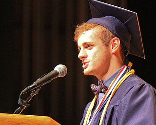 William D Lewis the vindicator Brendan Busse, one of three Niles valedictorians speaks during 5-24-17 commencement at Packard Music Hall in Warren.