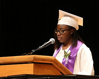 Courtnai Richardson, class president speaks during the Warren G. Harding High School Commencement at W.D. Packard Music Hall, Thursday, May 25, 2017 in Warren.  ..(Nikos Frazier | The Vindicator)