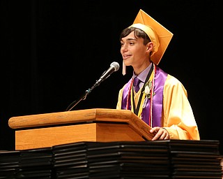 Salutatorian Constantine Payiavlas speaks during the Warren G. Harding High School Commencement at W.D. Packard Music Hall, Thursday, May 25, 2017 in Warren.  ..(Nikos Frazier | The Vindicator)