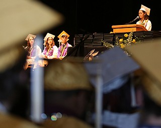 Valedictorian Da'Jahnae Provitt speaks during the Warren G. Harding High School Commencement at W.D. Packard Music Hall, Thursday, May 25, 2017 in Warren.  ..(Nikos Frazier | The Vindicator)