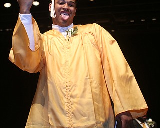 Michael Leano Jr. hangs loose during the Warren G. Harding High School Commencement at W.D. Packard Music Hall, Thursday, May 25, 2017 in Warren.  ..(Nikos Frazier | The Vindicator)