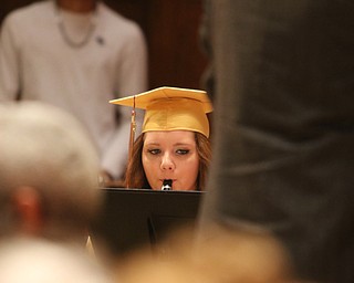        ROBERT K. YOSAY  | THE VINDICATOR..Liberty High School Graduation at Stambaugh Auditorium as the school graduated 78 students. Thursday evening.   .A senior  plays in the band for the last time