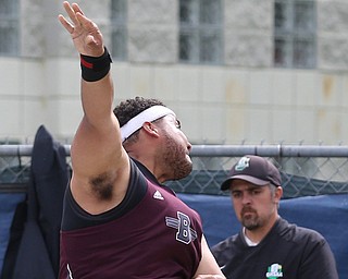 Boardman's George Wallace(780) competes in the boys shot put final during the Division 1 Region 1 Track & Field Championships, Friday, May 26, 2017 at Austintown High School in Austintown...(Nikos Frazier | The Vindicator)..