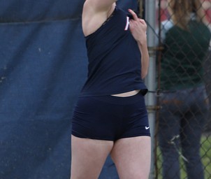 Austintown's Grace Morrison(165) competes in the girls discus throw final during the Division 1 Region 1 Track & Field Championships, Friday, May 26, 2017 at Austintown High School in Austintown...(Nikos Frazier | The Vindicator)..