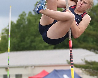 Austintown's Madison Skelly(144) competes in the girls pole vault final during the Division 1 Region 1 Track & Field Championships, Friday, May 26, 2017 at Austintown High School in Austintown...(Nikos Frazier | The Vindicator)..