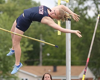 Austintown's Madison Skelly(144) competes in the girls pole vault final during the Division 1 Region 1 Track & Field Championships, Friday, May 26, 2017 at Austintown High School in Austintown...(Nikos Frazier | The Vindicator)..