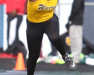 Warren Harding's Amisha Moore(122) competes in the girls long jump final during the Division 1 Region 1 Track & Field Championships, Friday, May 26, 2017 at Austintown High School in Austintown...(Nikos Frazier | The Vindicator)..