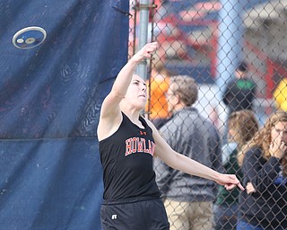 Howland's Kayla Clark(753) competes in the girls discus throw final during the Division 1 Region 1 Track & Field Championships, Friday, May 26, 2017 at Austintown High School in Austintown...(Nikos Frazier | The Vindicator)..