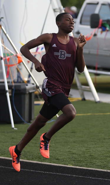 Boardman's Chris Butler(709) competes in the boys 1600 meter run final during the Division 1 Region 1 Track & Field Championships, Friday, May 26, 2017 at Austintown High School in Austintown. The run was later reran...(Nikos Frazier | The Vindicator)..