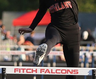 Howland's Ashley Bowker(724) competes in the Girls 300 meter hurdles final during the Division 1 Region 1 Track & Field Championships, Friday, May 26, 2017 at Austintown High School in Austintown...(Nikos Frazier | The Vindicator)..