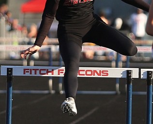 Howland's Ashley Bowker(724) competes in the Girls 300 meter hurdles final during the Division 1 Region 1 Track & Field Championships, Friday, May 26, 2017 at Austintown High School in Austintown...(Nikos Frazier | The Vindicator)..
