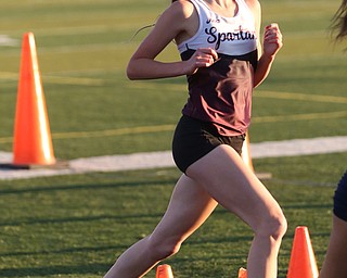 Boardman's Casey Zaitzew(711) competes in the girls 3200 meter run final during the Division 1 Region 1 Track & Field Championships, Friday, May 26, 2017 at Austintown High School in Austintown...(Nikos Frazier | The Vindicator)..