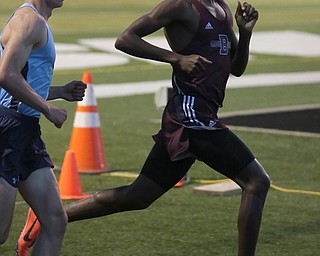 Boardman's Chris Butler(709) competes in the rerun of the boys 1600 meter run final during the Division 1 Region 1 Track & Field Championships, Friday, May 26, 2017 at Austintown High School in Austintown. ..(Nikos Frazier | The Vindicator)..