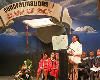        ROBERT K. YOSAY  | THE VINDICATOR..The last class of VPA/Stem Graduated at Chaney High School Friday afternoon ..Ò.Ronald Shadd.... talked about the Chaney VPA Stem and how the program should stay at Chaney