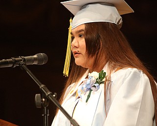        ROBERT K. YOSAY  | THE VINDICATOR..Pride emanated from the Stambaugh Auditorium Friday morning as 189 East High students celebrated their last hurrah of high school.- Jim Tressel main speaker.Ò...Yazmyn Keodouangdy - Salutatorian