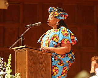        ROBERT K. YOSAY  | THE VINDICATOR..Pride emanated from the Stambaugh Auditorium Friday morning as 189 East High students celebrated their last hurrah of high school.- Jim Tressel main speaker.Ò...Brenda Kimble...