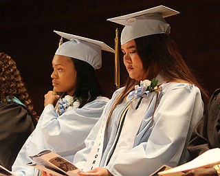        ROBERT K. YOSAY  | THE VINDICATOR..Pride emanated from the Stambaugh Auditorium Friday morning as 189 East High students celebrated their last hurrah of high school.- Jim Tressel main speaker.Ò..Valedictorian-Garricka Willis -- Yazmyn Keodouangdy - Salutatorian