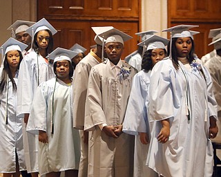        ROBERT K. YOSAY  | THE VINDICATOR..Pride emanated from the Stambaugh Auditorium Friday morning as 189 East High students celebrated their last hurrah of high school.- Jim Tressel main speaker.Ò.