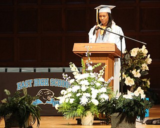        ROBERT K. YOSAY  | THE VINDICATOR..Pride emanated from the Stambaugh Auditorium Friday morning as 189 East High students celebrated their last hurrah of high school.- Jim Tressel main speaker.Ò.Valedictorian-Garricka Willis