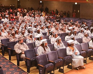        ROBERT K. YOSAY  | THE VINDICATOR..Pride emanated from the Stambaugh Auditorium Friday morning as 189 East High students celebrated their last hurrah of high school.- Jim Tressel main speaker.Ò.