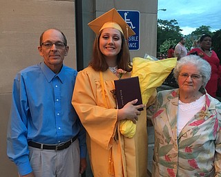 Daysha Mcconahy along with Glenn Hetherington (uncle) and Ada Dunmire (great-grandmother) after Liberty High School’s commencement.