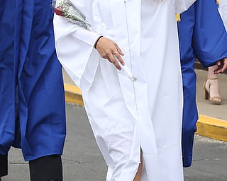 Jessica Miller adjusts her cap before the Poland Seminary High School Graduation, Saturday, May 27, 2017 in Poland...(Nikos Frazier | The Vindicator)