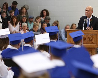 Commencement speaker Judge Anthony D'Apolito speaks during the Poland Seminary High School Graduation, Saturday, May 27, 2017 in Poland...(Nikos Frazier | The Vindicator)