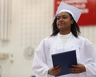 Kaitlyn Shorter walks away with her diploma during the Poland Seminary High School Graduation, Saturday, May 27, 2017 in Poland...(Nikos Frazier | The Vindicator)
