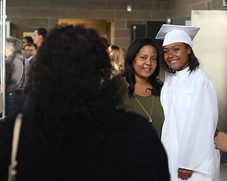 Kaitlyn Shorter(right) poses with her aunt, Kanei Johnson after the Poland Seminary High School Graduation, Saturday, May 27, 2017 in Poland...(Nikos Frazier | The Vindicator)