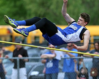 MICHAEL G TAYLOR | THE VINDICATOR- 05-27-16 - D2 Track & Field Regional at Austintown Fitch High School in Austintown, OH.Boy'shigh jump, Hubbard's Jared Southern misses his attempt.
