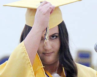 William D. Lewis The Vindicator Lowellville class of 2017 president Michaela Mrakovich turns her tassel during5-28-17 commencement at Lowellville HS.