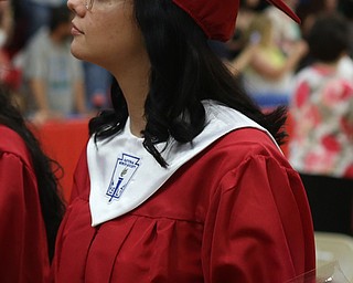 Te'a Engstrom looks around the stands during the Struthers High School Graduation, Sunday, May 28, 2017 in Struthers...(Nikos Frazier | The Vindicator)