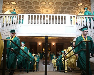 Students walk up the stairs before the Ursuline High School Graduation at Stambaugh Auditorium, Sunday, May 28, 2017 in Youngstown...(Nikos Frazier | The Vindicator)