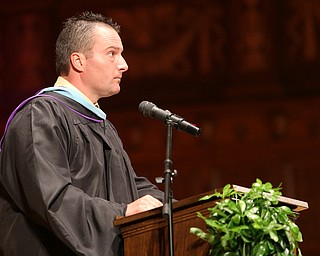 Randall Rair, assistant superintendent of schools, introduces the commencement speaker during the Ursuline High School Graduation at Stambaugh Auditorium, Sunday, May 28, 2017 in Youngstown...(Nikos Frazier | The Vindicator)