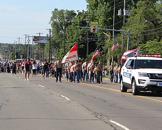 Members of the Boy Scouts local troops lead off the Memorial Day Parade in Boardman on Monday morning.   Dustin Livesay  |  The Vindicator  5/29/17  Boardman.