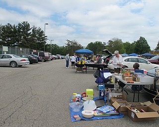 Neighbors | Alexis Bartolomucci.Austintown community members set up stands at the Trash and Treasure sale on May 20 at Austintown Park.