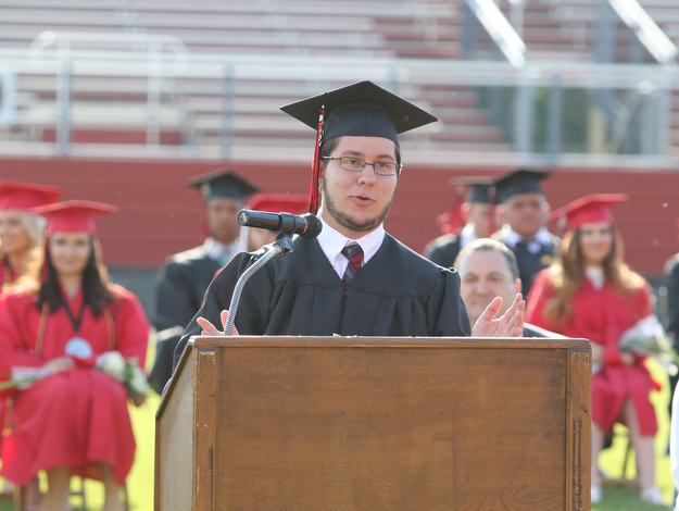        ROBERT K. YOSAY  | THE VINDICATOR...over 60 Graduates of Campbell High School received their diplomas at the John Knapic Stadium...Class President Paul Tropea talks about the years that have gone by