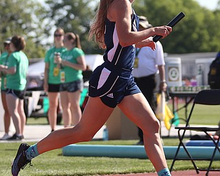 Bella Woldord(205) of McDonald competes in the DIII Girls 4 x 800 relay final during the 2017 OHSAA Boys and Girls State Track and Field Tournaments, Friday, June 2, 2017 at the Jesse Owens Memorial Stadium in Columbus...(Nikos Frazier | The Vindicator)