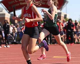 Camryn Kohout(720) of Canfield competes in the DI girls 4 x 800 meter relay final during the 2017 OHSAA Boys and Girls State Track and Field Tournaments, Friday, June 2, 2017 at the Jesse Owens Memorial Stadium in Columbus...(Nikos Frazier | The Vindicator)