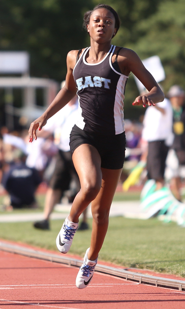 Jahniya Bowers(701) of East competes in the DI girls 100 meter dash semifinal during the 2017 OHSAA Boys and Girls State Track and Field Tournaments, Friday, June 2, 2017 at the Jesse Owens Memorial Stadium in Columbus...(Nikos Frazier | The Vindicator)