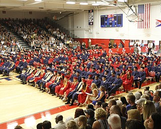             ROBERT  K. YOSAY | THE VINDICATOR..Austintown Fitch High School graduated over 300 students in the Fitch Gym Saturday morning as the graduation season is coming to a close..a full house as graduates take center stage