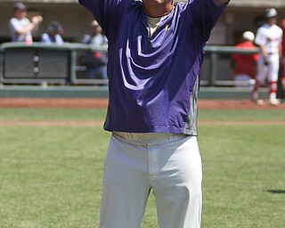 Champion coach Rick Yauger celebrates his victory after defeating Berlin Hiland, 1-0 in the DIII baseball championship, Saturday, June 3, 2017 at Huntington Park in Columbus. Champion won 1-0...(Nikos Frazier | The Vindicator)