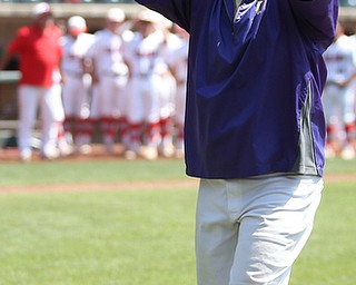 Champion coach Rick Yauger celebrates his victory after defeating Berlin Hiland, 1-0 in the DIII baseball championship, Saturday, June 3, 2017 at Huntington Park in Columbus. Champion won 1-0...(Nikos Frazier | The Vindicator)