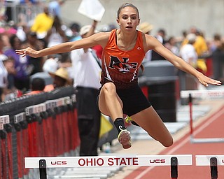 Tori Blandine(530) of Newton Falls competes in the DII girls 300 boys meter hurdles final during the 2017 OHSAA Boys and Girls State Track and Field Tournaments, Saturday, June 3, 2017 at the Jesse Owens Memorial Stadium in Columbus...(Nikos Frazier | The Vindicator)