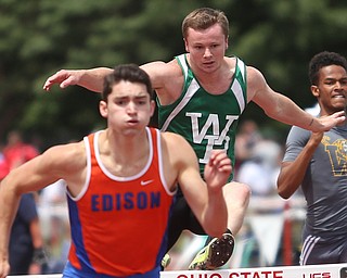 Rob Lozier(820) of West Branch competes in the DII boys  300 meter hurdles final during the 2017 OHSAA Boys and Girls State Track and Field Tournaments, Saturday, June 3, 2017 at the Jesse Owens Memorial Stadium in Columbus...(Nikos Frazier | The Vindicator)